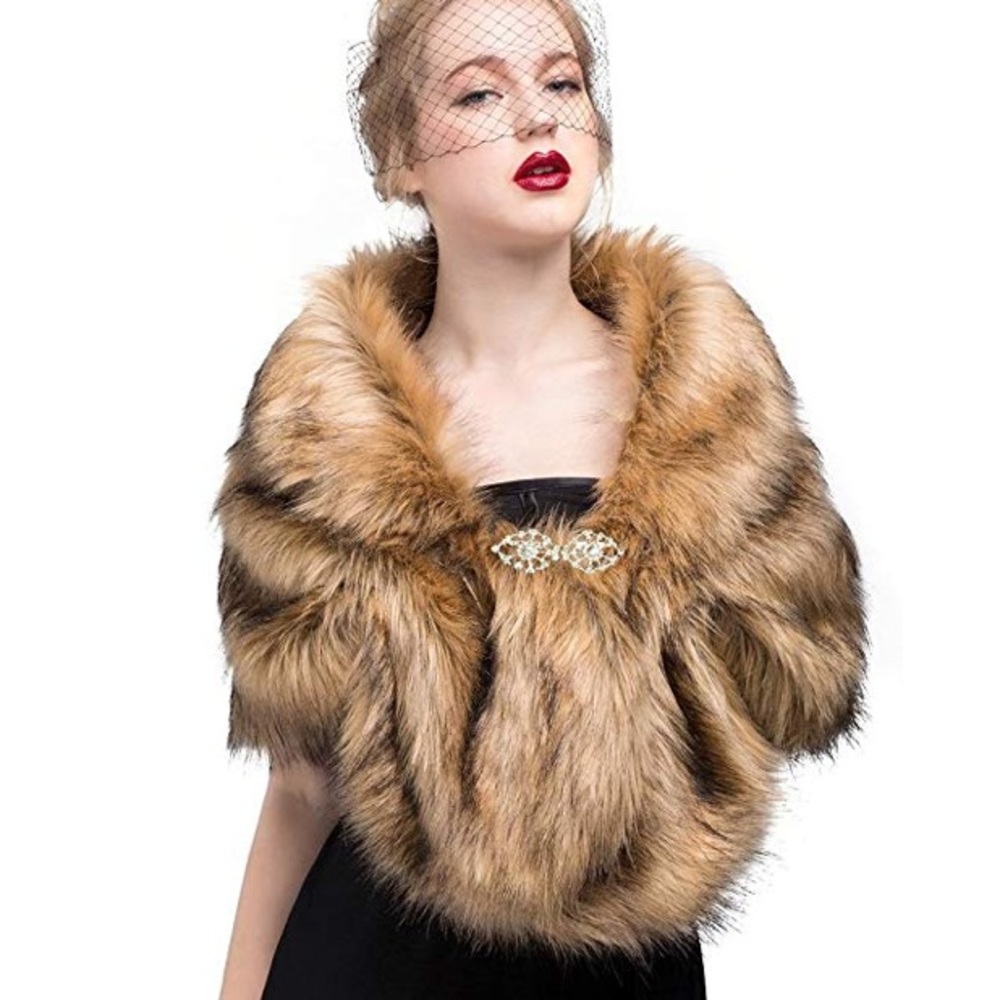 NEVER USED Faux fur shawl